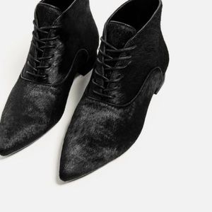 Zara pony hair pointed booties